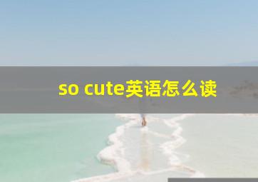 so cute英语怎么读